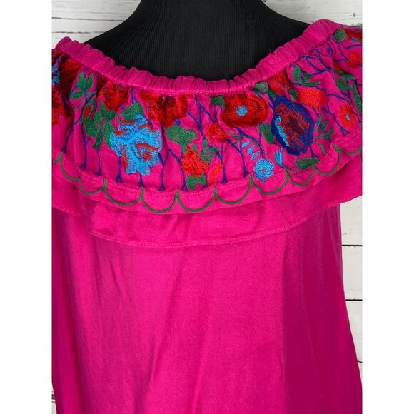 Umgee USA Embroidered Ruffled Off the‎ Shoulder Mini Dress Large - Picture 6 of 9